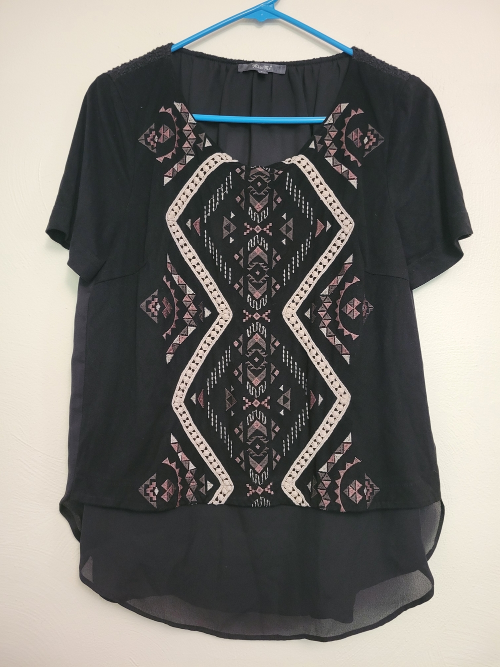 Miss Me Black Faux Suede Southwestern Embroidered Boho Size Small